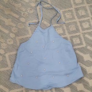 Love J size large Linen pearl halter top